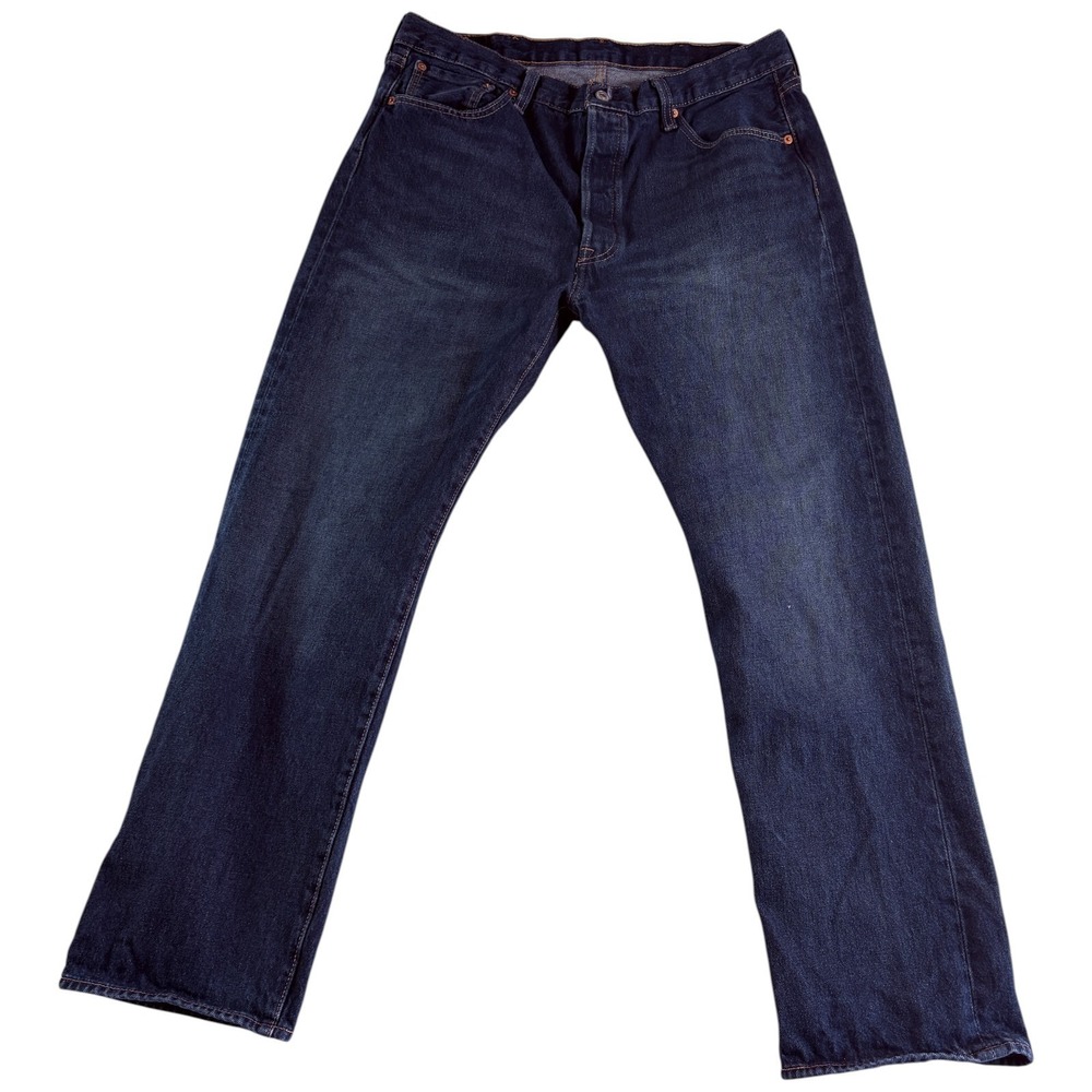 Levi's 501 Original Fit Jeans Men 38x32 (35x29.5) Blue Whiskering Denim Straight